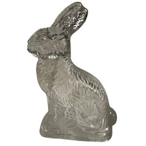 Vintage J H Millstein Co Clear Glass Sitting Bunny Rabbit Easter Decor Figurine